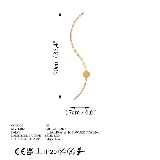 Wall Lamp Uyan - 13602 Gold Wall Lamp Uyan - 13602 Gold