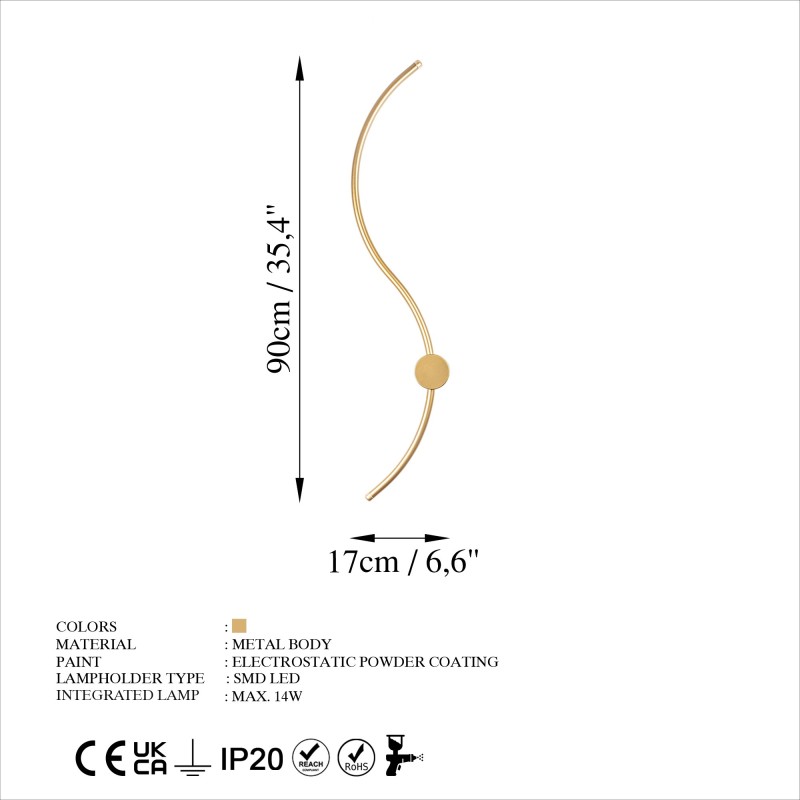 Wall Lamp Uyan - 13602 Gold