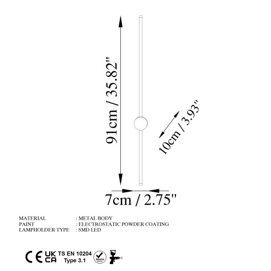 Opviq Wall Lamp Sword - 13487 Gold