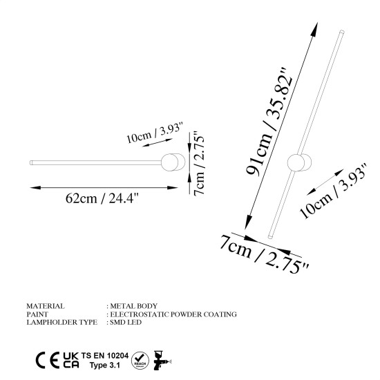 Wall Lamp Sword - 13491 Grey