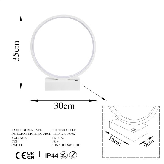 Table Lamp Halka - 13308 White