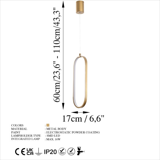 Opviq Chandelier Can - 13561 Gold