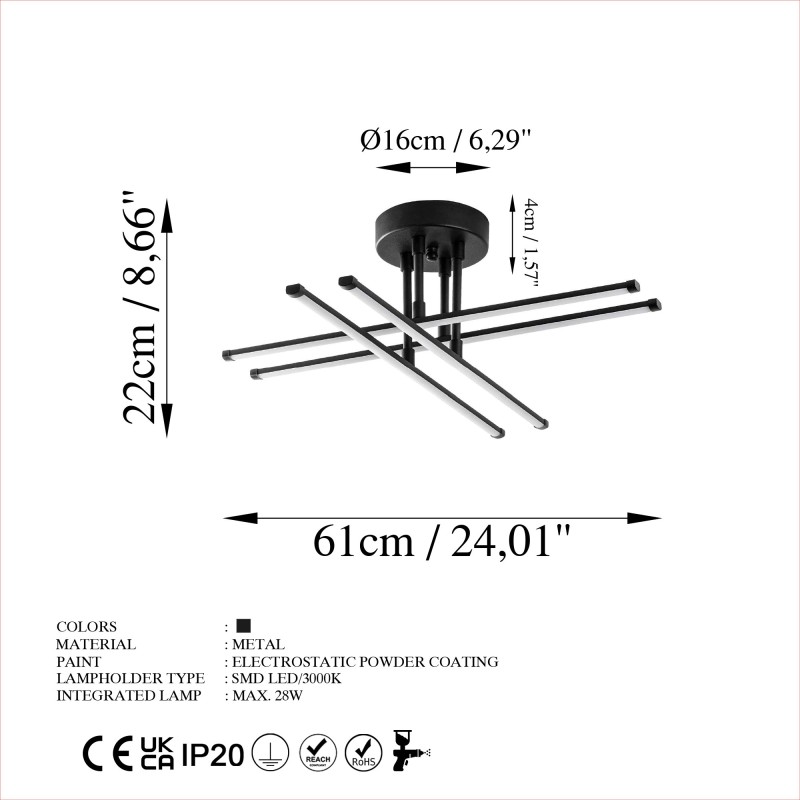 Opviq Chandelier Exhaust-13661 Black