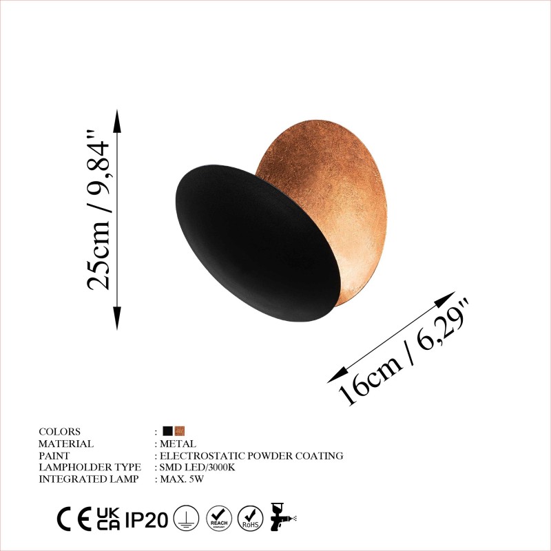 Opviq Wall Lamp Yosma-13639 Black
Copper