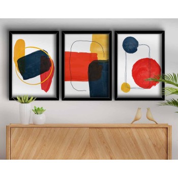 Decorative Framed MDF Painting (3 Pieces) 3P3853NISCT-005 Red
Mustard
Navy Blue
White