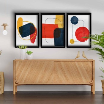 Decorative Framed MDF Painting (3 Pieces) 3P3853NISCT-005 Red
Mustard
Navy Blue
White