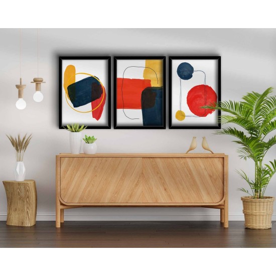 Decorative Framed MDF Painting (3 Pieces) 3P3853NISCT-005 Red
Mustard
Navy Blue
White