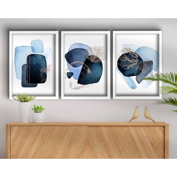 Decorative Framed MDF Painting (3 Pieces) 3P3853NISCT-006 Navy Blue
Blue
Mink
White
