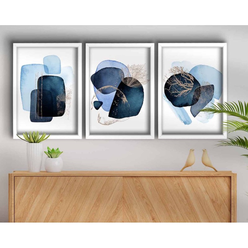 Wallxpert Decorative Framed MDF Painting (3 Pieces) 3P3853NISCT-006 Navy Blue
Blue
Mink
White