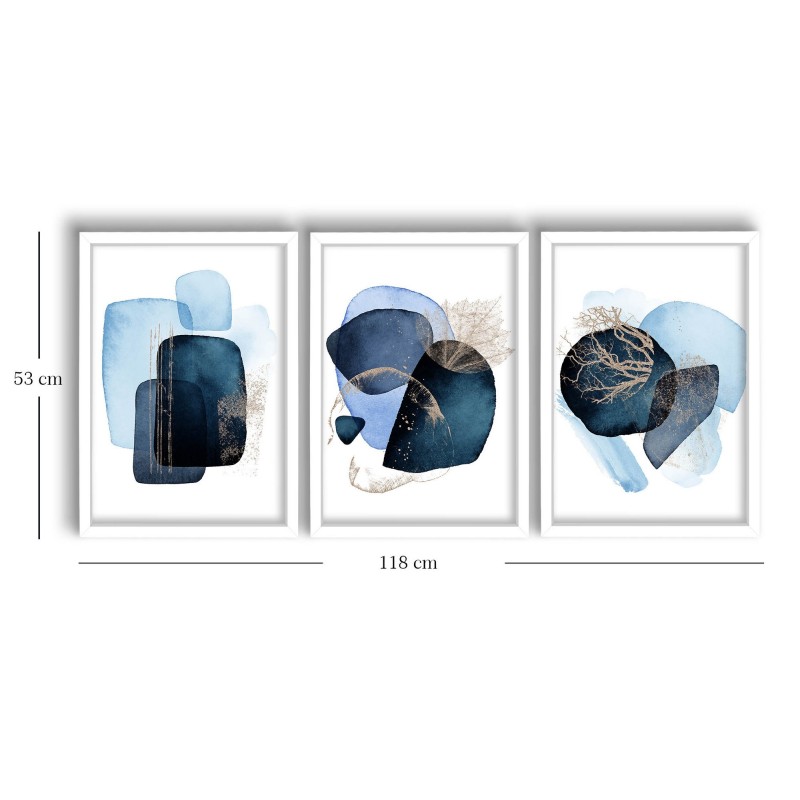 Wallxpert Decorative Framed MDF Painting (3 Pieces) 3P3853NISCT-006 Navy Blue
Blue
Mink
White