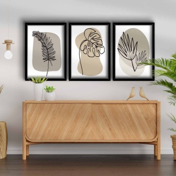 Decorative Framed MDF Painting (3 Pieces) 3P3853NISCT-024 Beige
White
Black