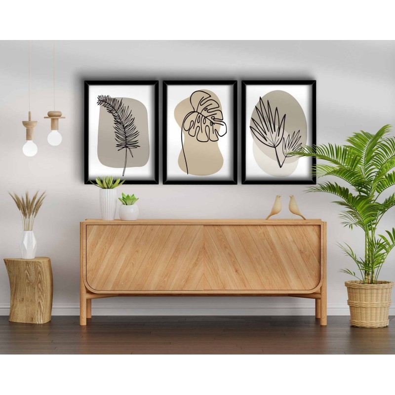 Decorative Framed MDF Painting (3 Pieces) 3P3853NISCT-024 Beige
White
Black