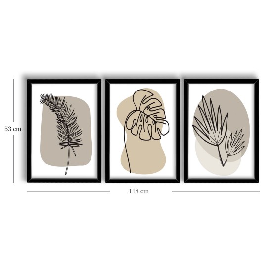 Decorative Framed MDF Painting (3 Pieces) 3P3853NISCT-024 Beige
White
Black