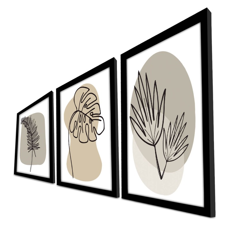 Decorative Framed MDF Painting (3 Pieces) 3P3853NISCT-024 Beige
White
Black