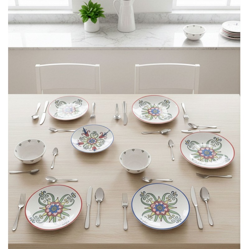 Dinner Set (24 Pieces) Moderna Tulip Multicolor