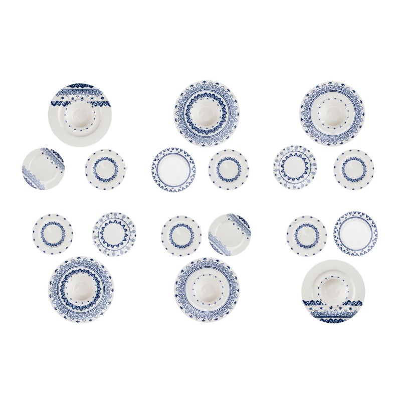 Dinner Set (24 Pieces) Moderna Maku White
Blue