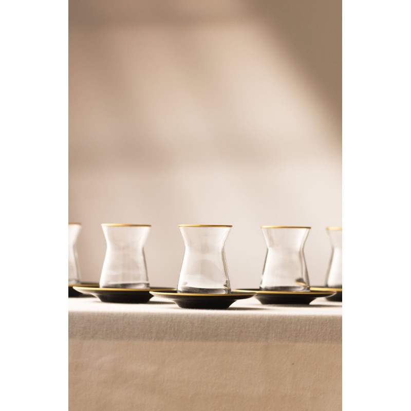 Tea Glass Set (12 Pieces) Black Transparent
Gold
Black