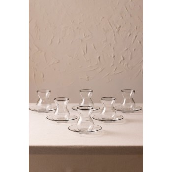 Tea Glass Set (12 Pieces) Pure Black