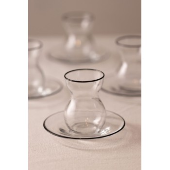 Tea Glass Set (12 Pieces) Pure Black