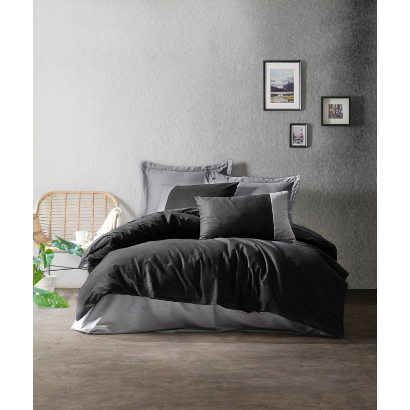 Lessentiel Ranforce Double Quilt Cover Set Plain - Black, Grey Black
Grey