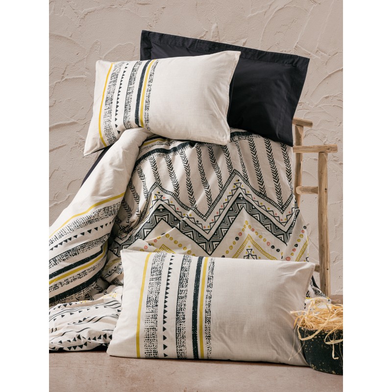 Lessentiel Ranforce Single Quilt Cover Set Elvira - Black Black
White
Gold