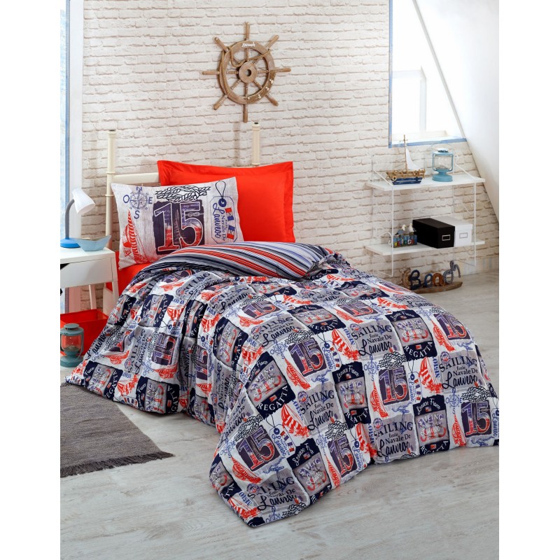 Lessentiel Ranforce Young Quilt Cover Set Regatta - Dark Blue Dark Blue
Red
White
Blue
