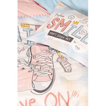 Ranforce Young Quilt Cover Set Smile - Mint Mint