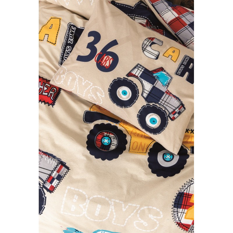 Lessentiel Ranforce Young Quilt Cover Set Cars - Beige Beige