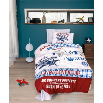 Ranforce Young Quilt Cover Set Flying - Grey Grey