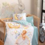 Ranforce Baby Quilt Cover Set Moon - Mint Mint