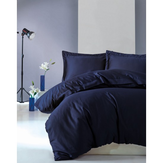 Satin Double Quilt Cover Set Elegant - Dark Blue Dark Blue Lessentiel Satin Double Quilt Cover Set Elegant - Dark Blue Dark Blue