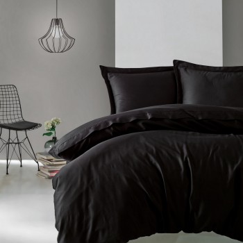 Satin Double Quilt Cover Set Elegant - Black Black