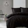 Satin Double Quilt Cover Set Elegant - Black Black