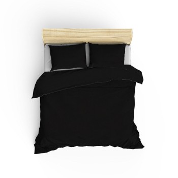 Satin Double Quilt Cover Set Elegant - Black Black