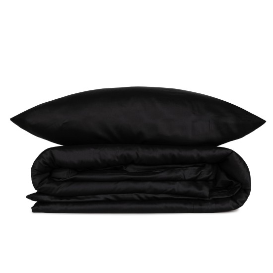Satin Double Quilt Cover Set Elegant - Black Black Lessentiel Satin Double Quilt Cover Set Elegant - Black Black