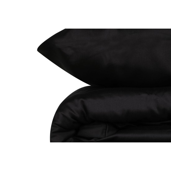 Satin Double Quilt Cover Set Elegant - Black Black Lessentiel Satin Double Quilt Cover Set Elegant - Black Black