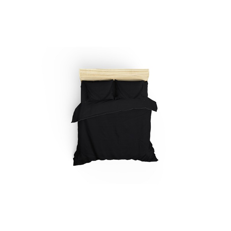 Lessentiel Satin Double Quilt Cover Set Stripe - Anthracite Anthracite