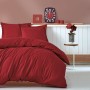 Satin Double Quilt Cover Set Stripe - Claret Red Claret Red