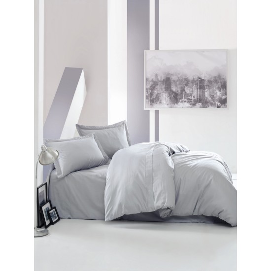 Satin Double Quilt Cover Set Elegant - Grey Grey Lessentiel Satin Double Quilt Cover Set Elegant - Grey Grey