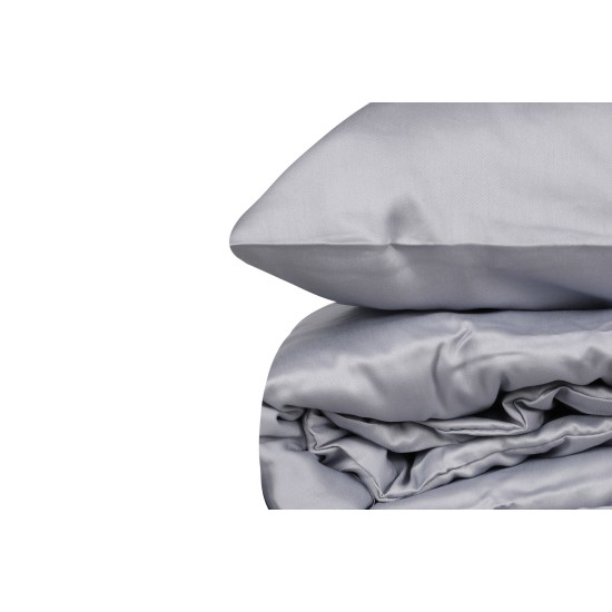 Satin Double Quilt Cover Set Elegant - Grey Grey Lessentiel Satin Double Quilt Cover Set Elegant - Grey Grey