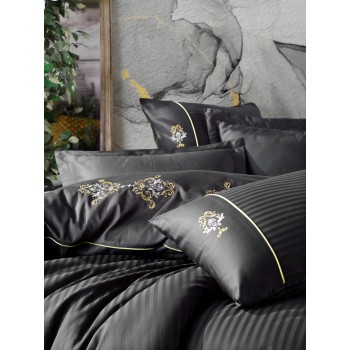 Satin Double Quilt Cover Set King - Anthracite Anthracite
Gold
White