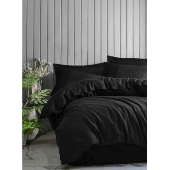 Satin Double Quilt Cover Set Dama - Black Black