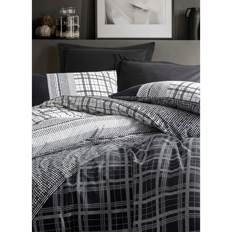Lessentiel Ranforce Double Quilt Cover Set Carlos - Black Black
White
Grey