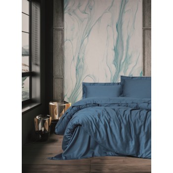 Satin Double Quilt Cover Set Elegant - Blue Blue