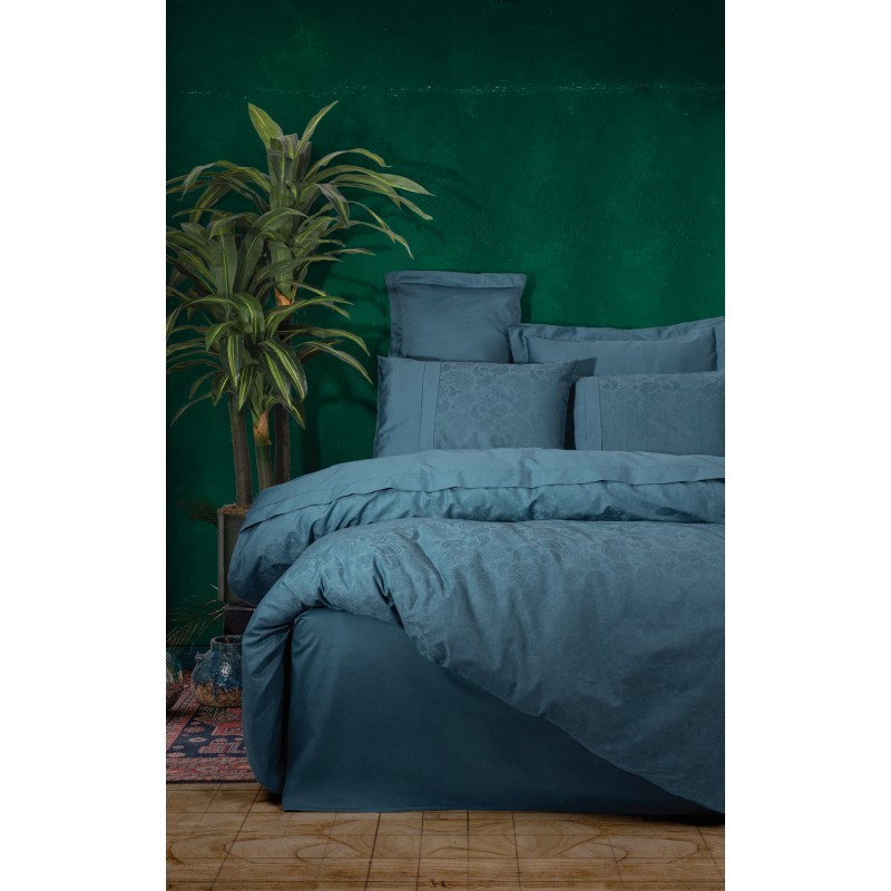Lessentiel Satin Double Quilt Cover Set Sante - Petrol Blue Petrol Blue