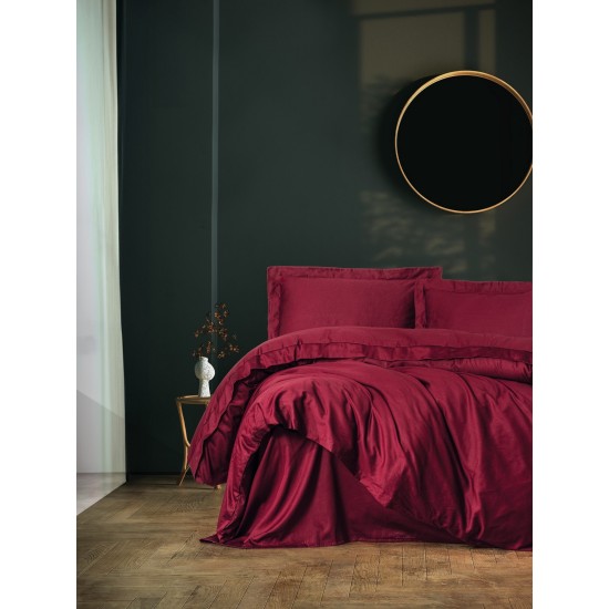 Satin Double Quilt Cover Set Elegant - Claret Red Claret Red Lessentiel Satin Double Quilt Cover Set Elegant - Claret Red Claret Red