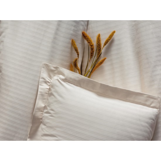Satin Double Quilt Cover Set Stripe - Ecru Ecru Lessentiel Satin Double Quilt Cover Set Stripe - Ecru Ecru