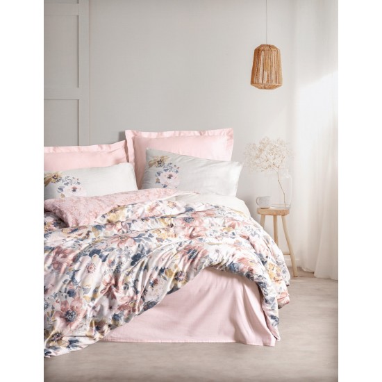 Satin Double Quilt Cover Set Dalya - Powder Powder Lessentiel Satin Double Quilt Cover Set Dalya - Powder Powder