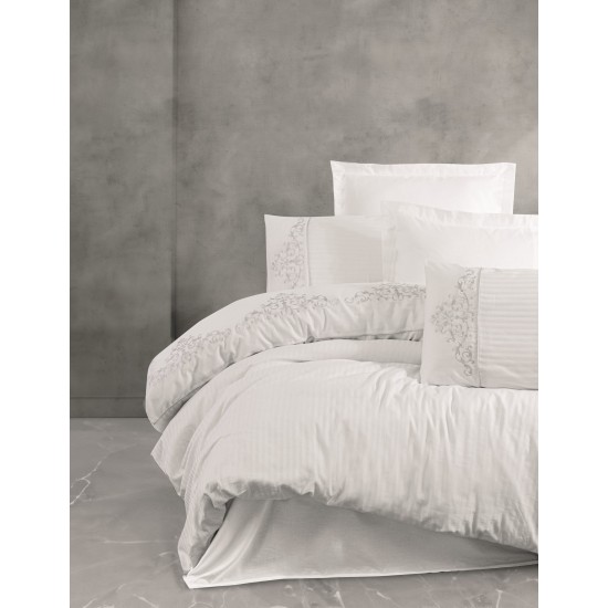 Lessentiel Satin Double Quilt Cover Set Genny - White White