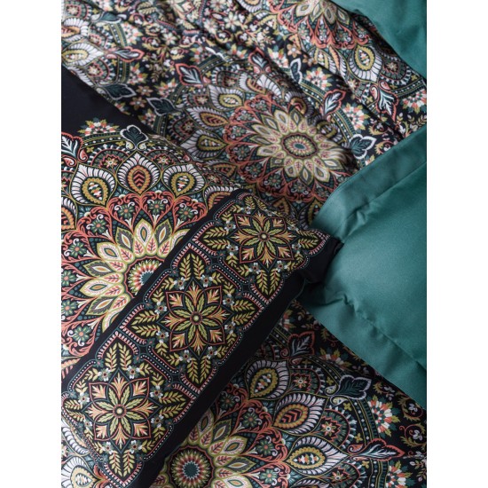 Satin Double Quilt Cover Set Ornate - Petrol Petrol Lessentiel Satin Double Quilt Cover Set Ornate - Petrol Petrol